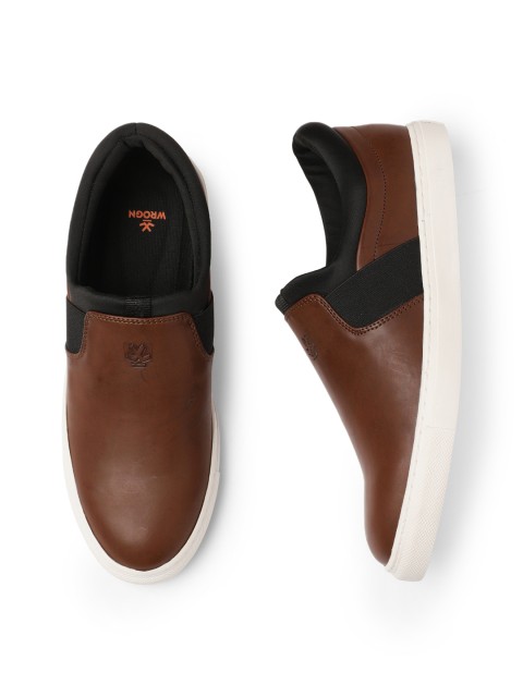 

WROGN Men Brown Solid Slip-On Sneakers