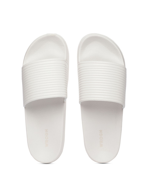 

WROGN Men White Self Design Sliders