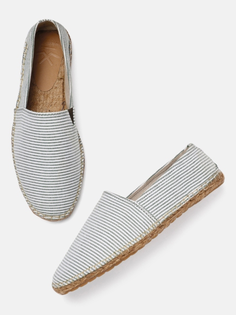 

WROGN Men White & Green Striped Espadrilles