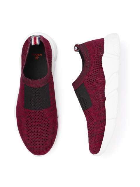 

WROGN Men Maroon Slip-On Sneakers
