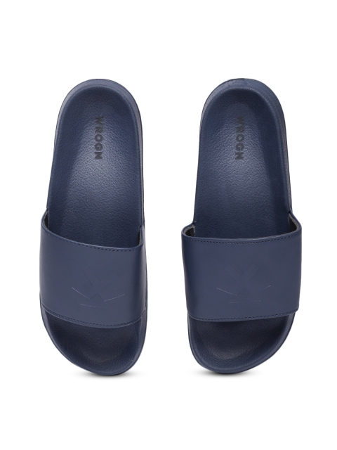 

WROGN Men Navy Blue Solid Sliders