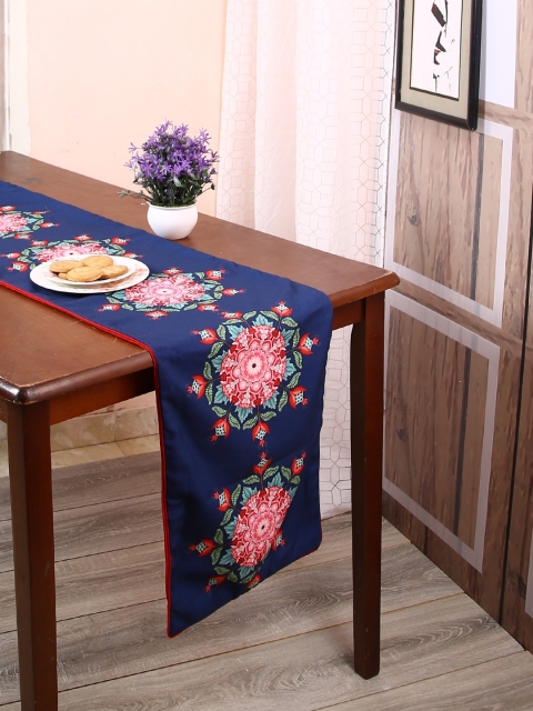 

Reinvention Factory Navy Blue & Pink Printed Table Runner