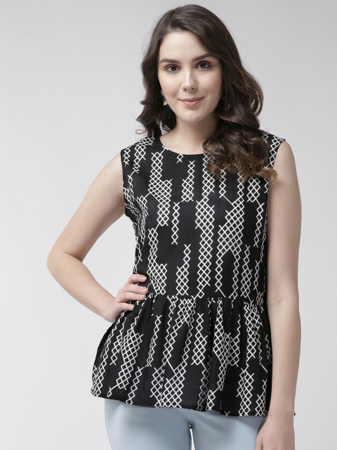 

Rue Collection Women Black & White Printed A-Line Top