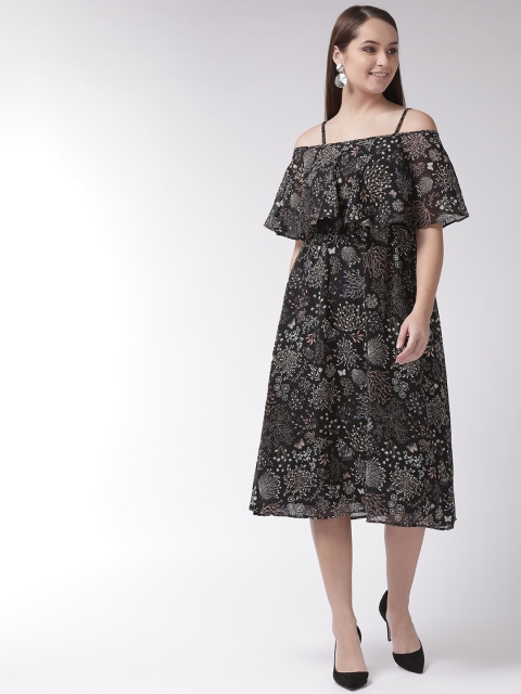 

MIWAY Women Black & Off-White Printed A-Line Dress