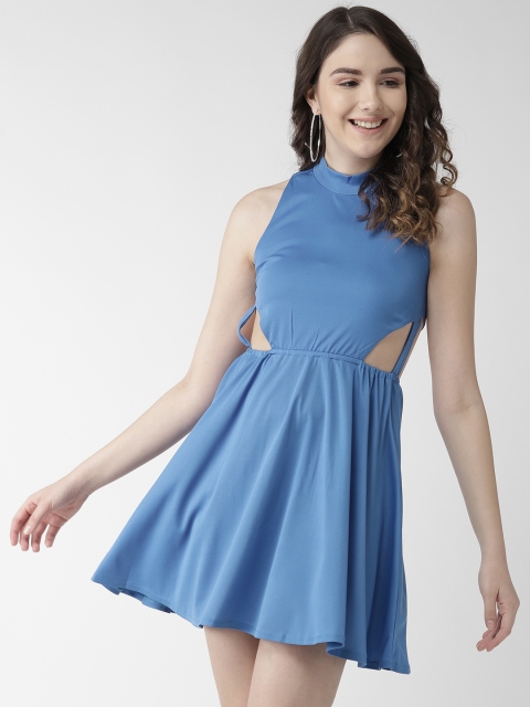 

MIWAY Women Blue Solid Fit and Flare Dress
