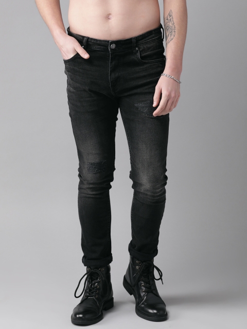 

Roadster Men Black Skinny Fit Mid-Rise Low Distress Stretchable Jeans