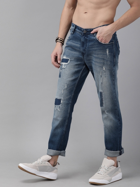 

Roadster Men Blue Slim Tapered Fit Mid-Rise Highly Distressed Stretchable Jeans