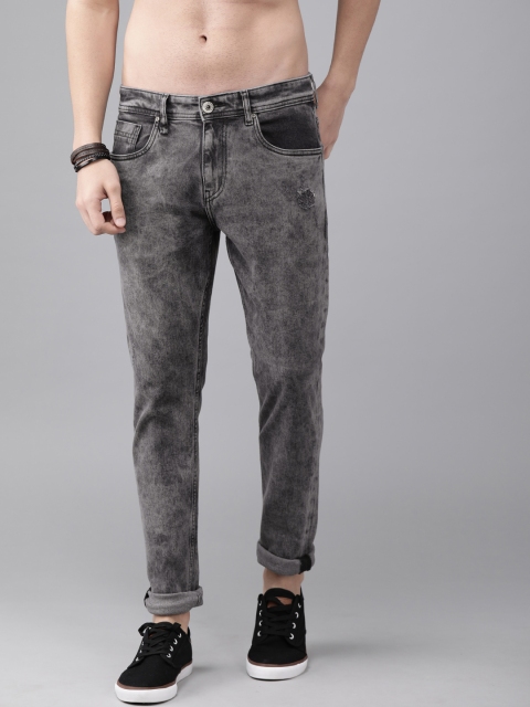 

Roadster Men Grey Skinny Fit Mid-Rise Low Distress Stretchable Jeans