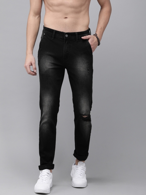 

Roadster Men Black Slim Tapered Fit Mid-Rise Mildly Distressed Stretchable Jeans