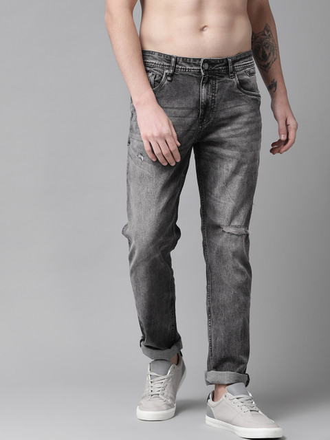 

Roadster Men Charcoal Grey Slim Tapered Fit Mid-Rise Mildly Distressed Stretchable Jeans