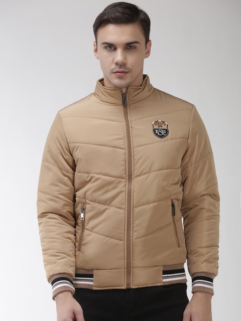 

Fort Collins Men Beige Solid Varsity Jacket