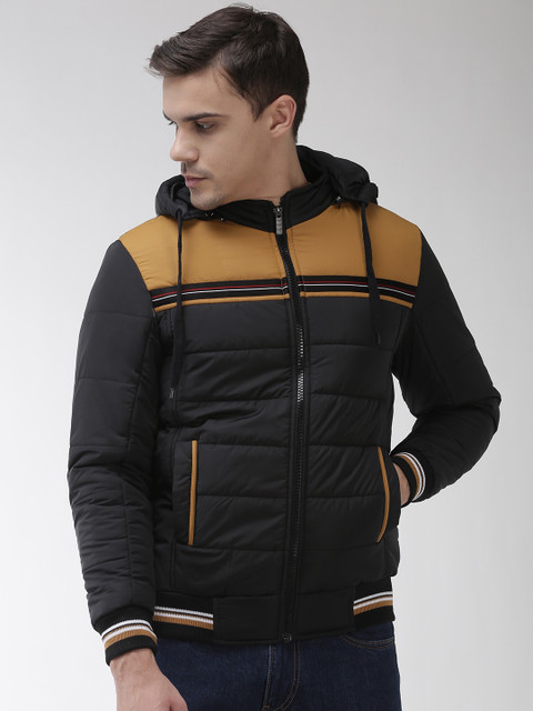 

Fort Collins Men Black Colourblocked Bomber Jacket with Detachable Hood