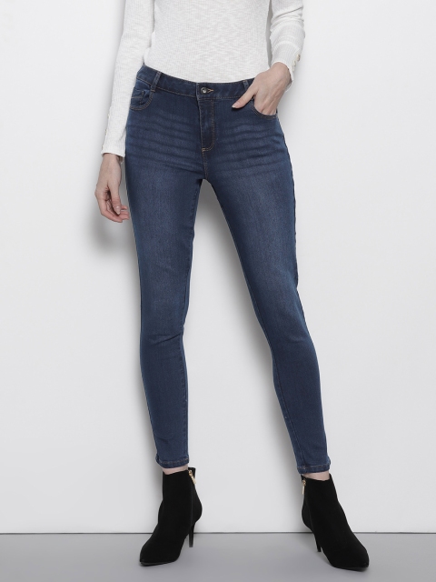 

DOROTHY PERKINS Women Navy Blue Skinny Fit Mid-Rise Cropped Clean Look Stretchable Jeans