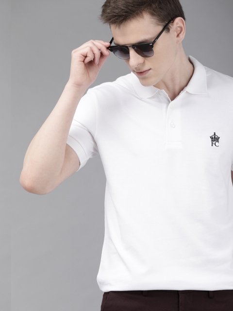 

French Connection Men White Slim Fit Solid Polo Collar T-shirt