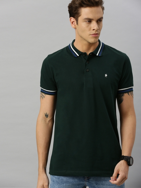 

French Connection Men Green Slim Fit Solid Polo Collar T-shirt