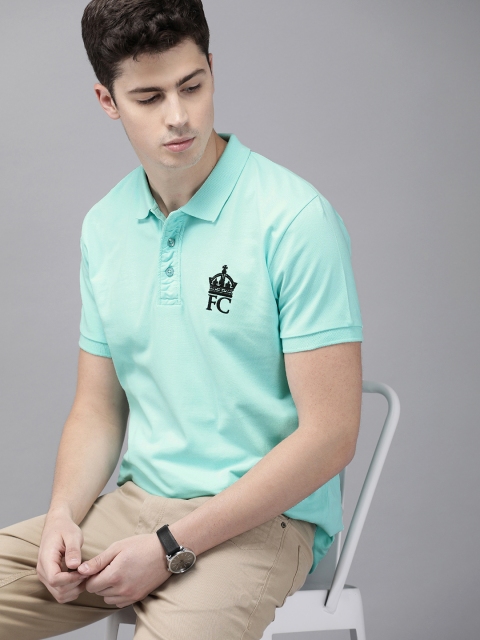 

French Connection Men Mint Green Slim Fit Solid Polo Collar T-shirt