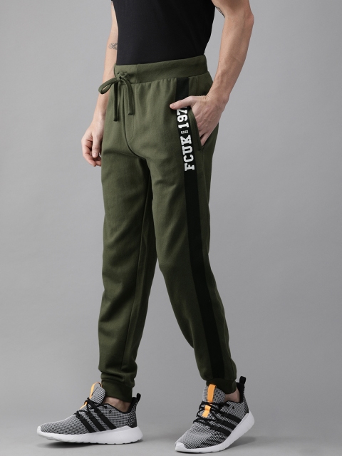 

French Connection Sport Men Olive Green Slim Fit Joggers