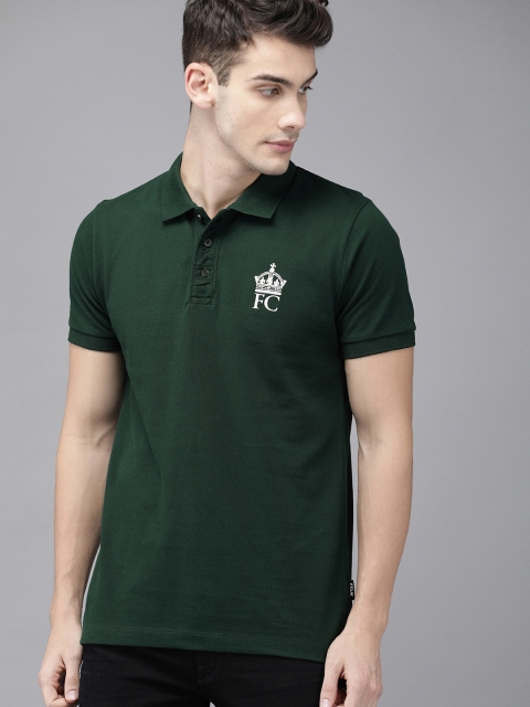 

French Connection Men Green Slim Fit Polo Collar T-shirt