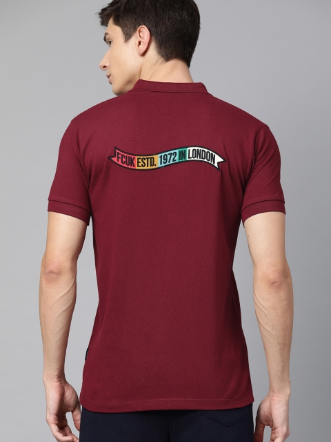 

French Connection Men Red Polo Collar T-shirt with Embroidered Detail