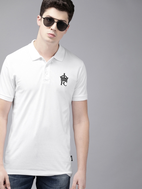 

French Connection Men White Slim Fit Solid Polo Collar T-shirt