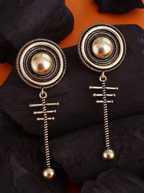 

Voylla Gold-Toned Circular Baigani Drop Earrings