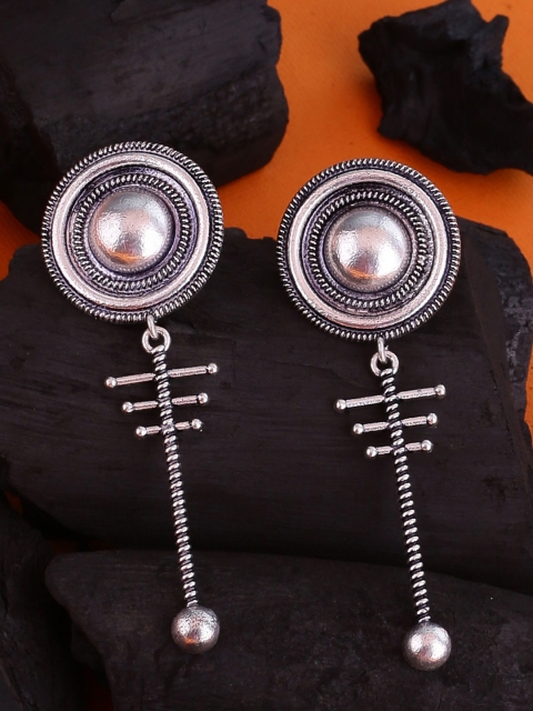 

Voylla Silver-Plated Baigani Circular Drop Earrings