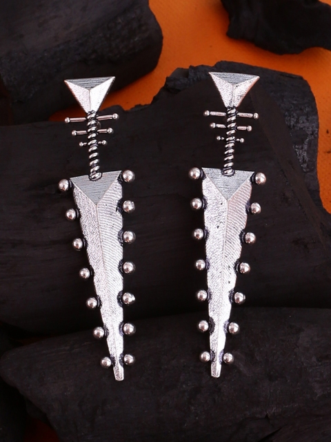 

Voylla Silver-Plated Contemporary Baigani Drop Earrings