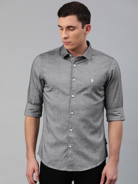 

French Connection Men Grey Slim Fit Solid Casual Shirt