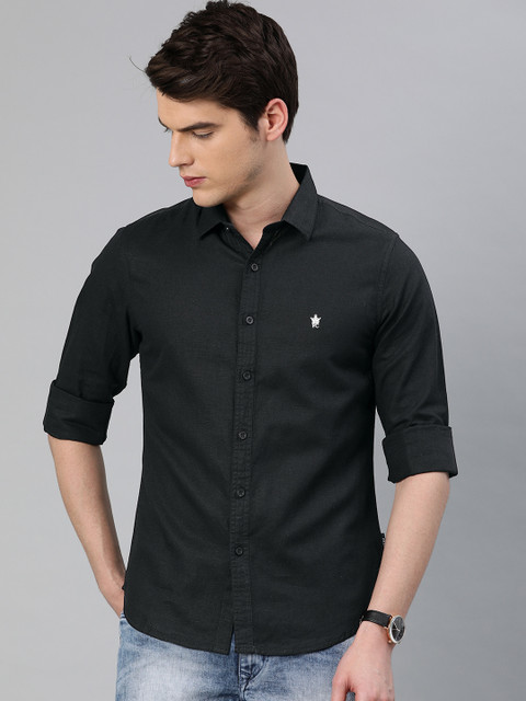 

French Connection Men Black Slim Fit Solid Casual Shirt