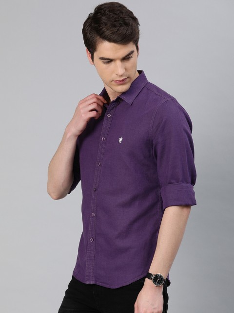

French Connection Men Purple Solid Slim Fit Casual Shirt