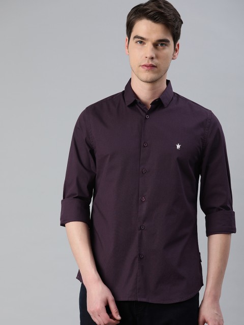 

French Connection Men Burgundy Slim Fit Solid Casual Shirt