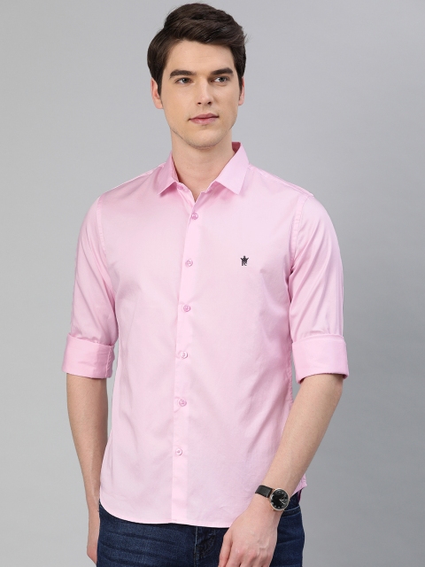 

French Connection Men Pink Solid Slim Fit Casual Shirt