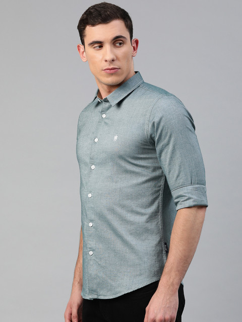 

French Connection Men Green Slim Fit Solid Casual Shirt
