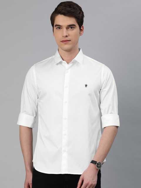 

French Connection Men White Solid Slim Fit Casual Shirt