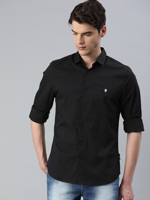 

French Connection Men Black Slim Fit Solid Casual Shirt
