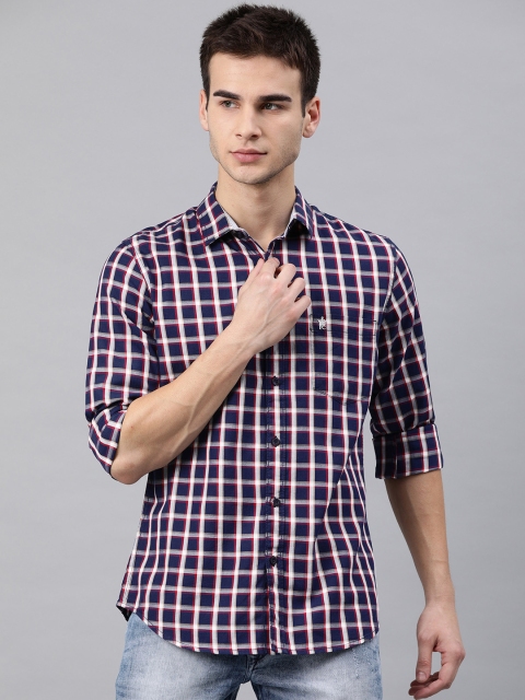 

French Connection Men Blue & White Slim Fit Checked Casual Shirt