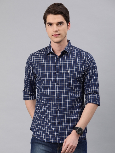 

French Connection Men Blue & White Slim Fit Checked Casual Shirt