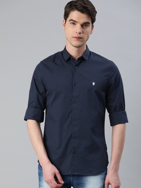 

French Connection Men Navy Blue Slim Fit Solid Casual Shirt
