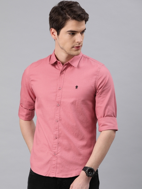 

French Connection Men Pink Slim Fit Solid Casual Shirt