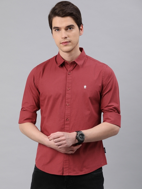 

French Connection Men Red Slim Fit Solid Casual Shirt