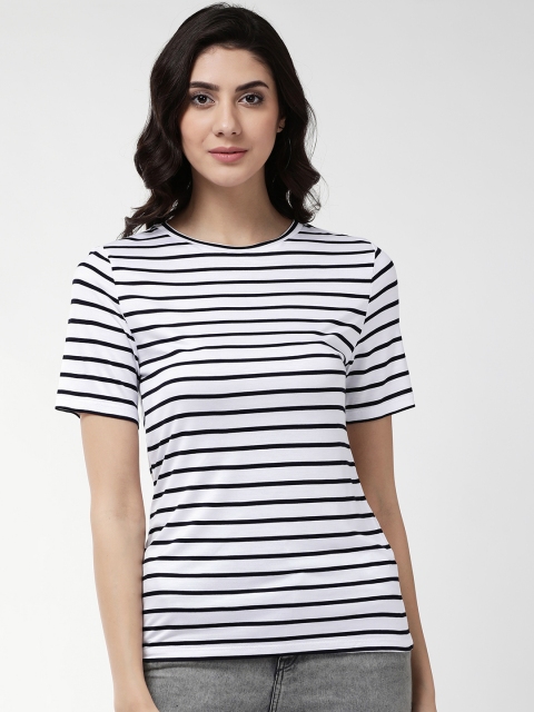 

Marks & Spencer Women White & Black Striped Round Neck T-shirt