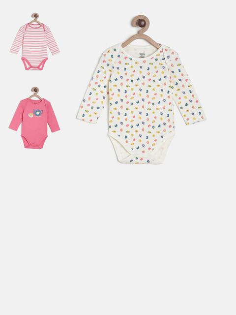 

MINI KLUB Pack of 3 Infant Girls Multicoloured Printed Bodysuits, Multi