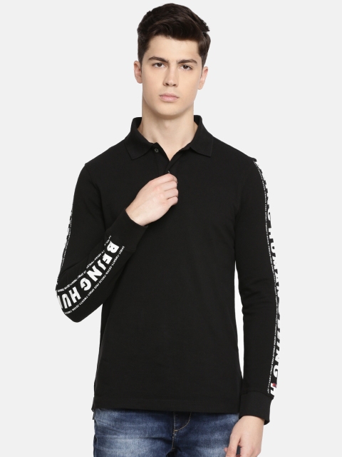 

Being Human Men Black Solid Polo Collar T-shirt