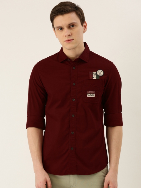 

Being Human Men Maroon Comfort Fit Solid Casual Shirt