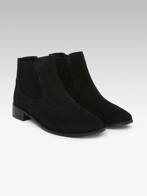 

Carlton London Women Black Solid Suede Mid-Top Chelsea Boots