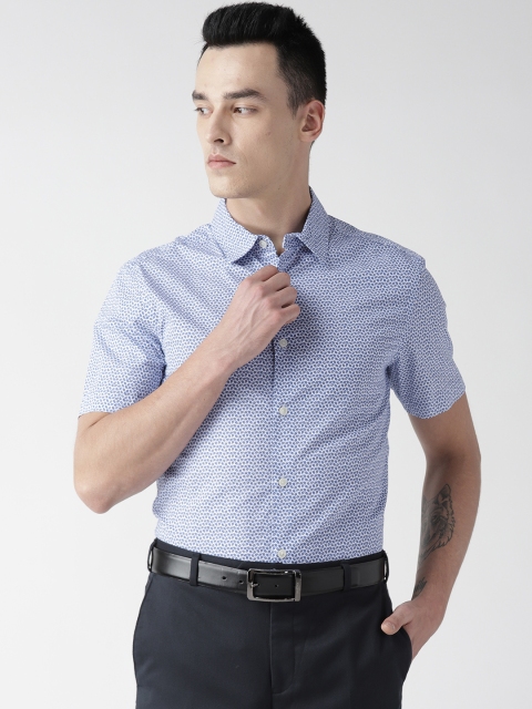 

Marks & Spencer Men White & Blue Regular Fit Printed Formal Shirt