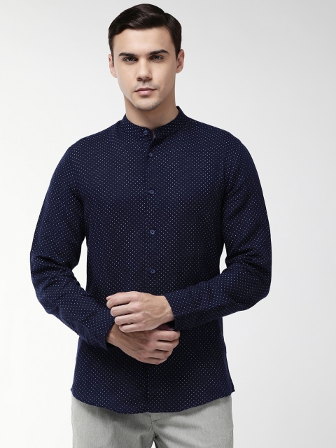 

Marks & Spencer Men Navy Blue & White Slim Fit Printed Casual Shirt