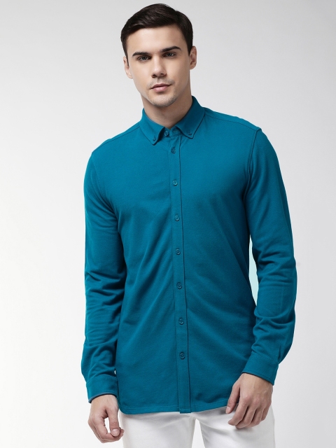 

Marks & Spencer Men Teal Blue Slim Fit Solid Casual Shirt