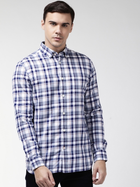 

Marks & Spencer Men Blue & White Regular Fit Checked Casual Shirt