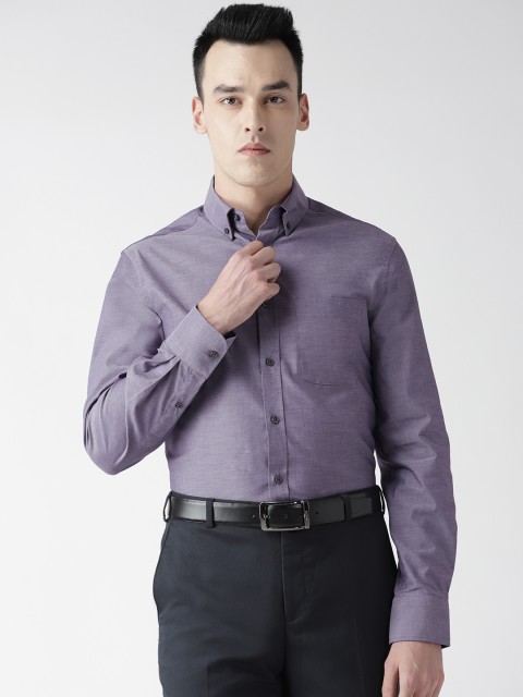 

Marks & Spencer Men Purple Tailored Fit Solid Formal Shirt
